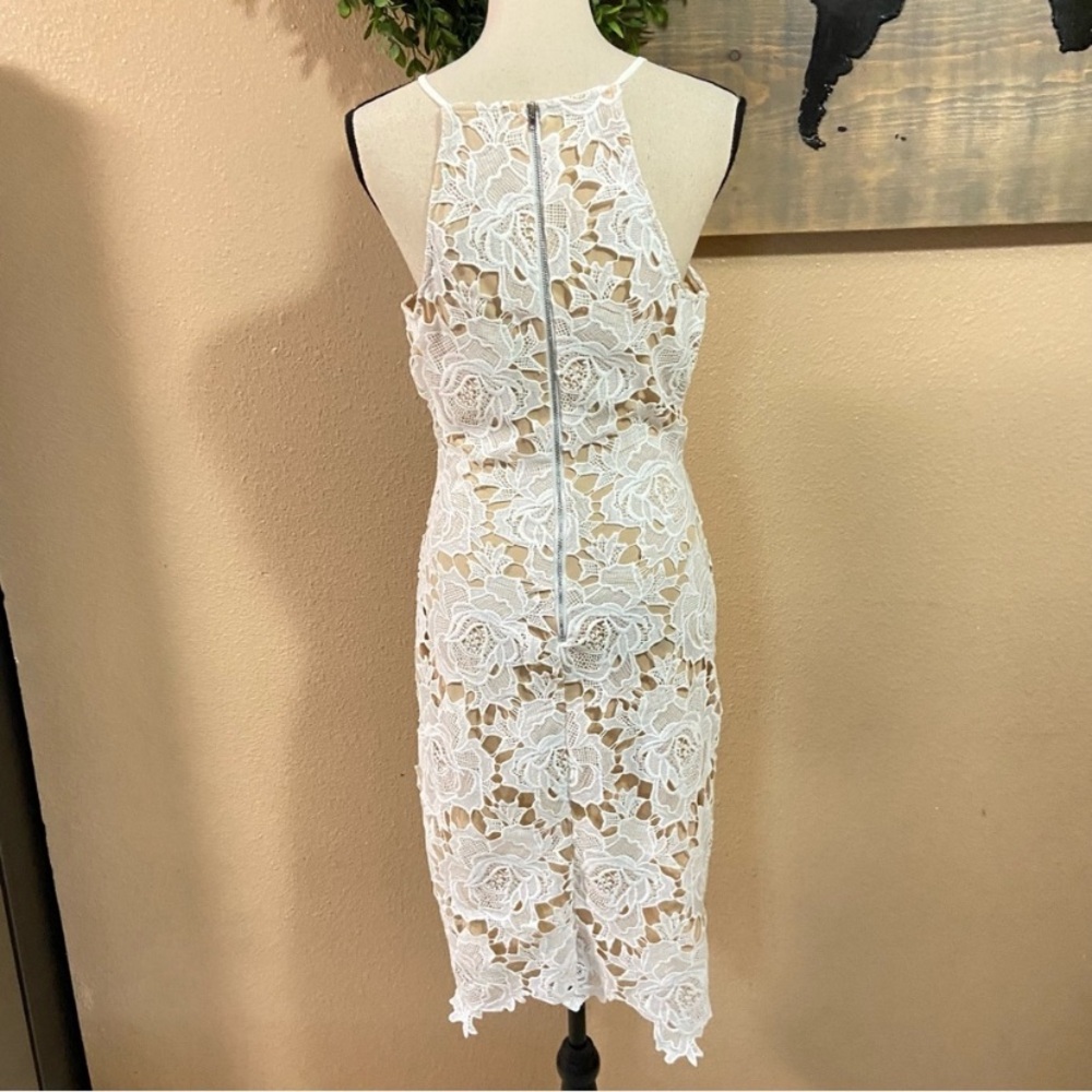 NWOT Lulus Temps De L'Amour White Lace Bodycon Midi Dress - Picture 7 of 10